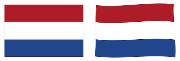 Bandeira da Holanda (Holanda). Versão simples e levemente ondulada.