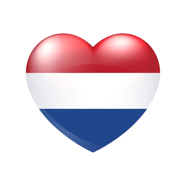 Bandeira da Holanda no coração. Ícone do emblema do vetor. Símbolo do amor do país. Eps10 de ilustração isolada