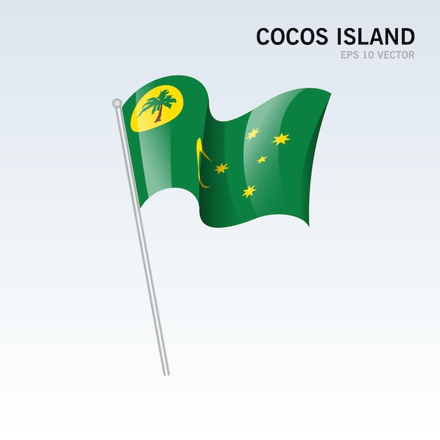 Bandeira da ilha cocos isolada em cinza