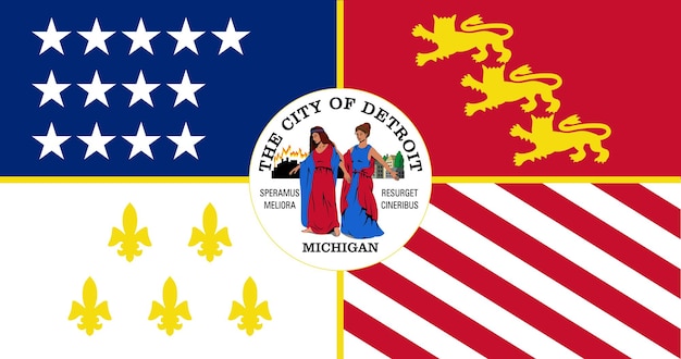 Bandeira da imagem vetorial da cidade de detroit