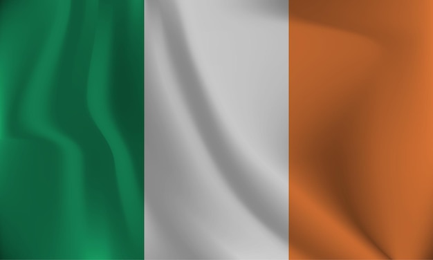 Bandeira da Irlanda com efeito ondulado devido ao vento