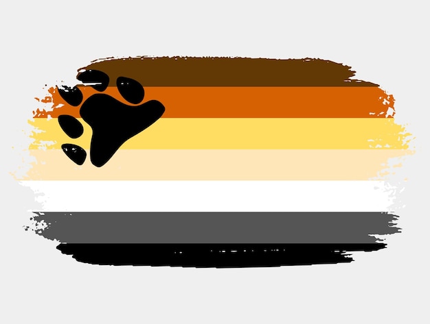 Bandeira da Irmandade do Urso pintada com pincel sobre fundo branco Conceito de direitos LGBT Cartaz moderno de desfiles de orgulho Ilustração em vetor