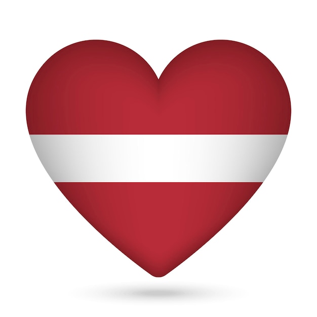 Bandeira da letônia em forma de coração ilustração vetorial