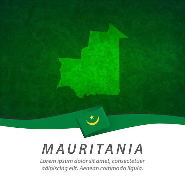 Bandeira da mauritânia com mapa central