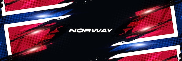 Vetor bandeira da noruega em estilo de pintura a pincel com efeitos de luzes sem tons e brilhantes bandeira nacional da noruega com fundo com conceito de grunge