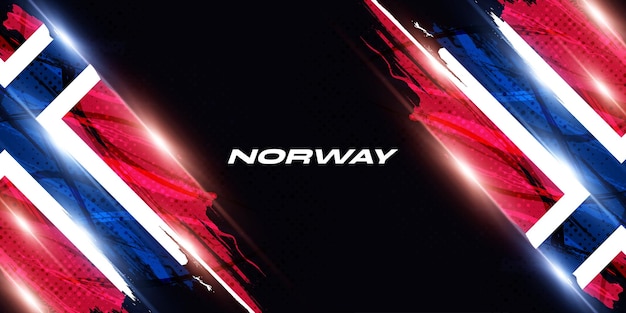 Bandeira da noruega em estilo de pintura a pincel com efeitos de luzes sem tons e brilhantes bandeira nacional da noruega com fundo com conceito de grunge