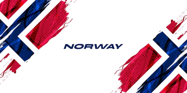 Vetor bandeira da noruega em estilo de pintura de pincel com efeito de meio tom bandeira nacional da noruega de fundo com conceito de grunge