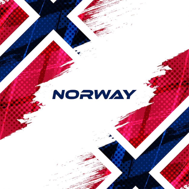 Vetor bandeira da noruega em estilo de pintura de pincel com efeito de meio tom bandeira nacional da noruega de fundo com conceito de grunge