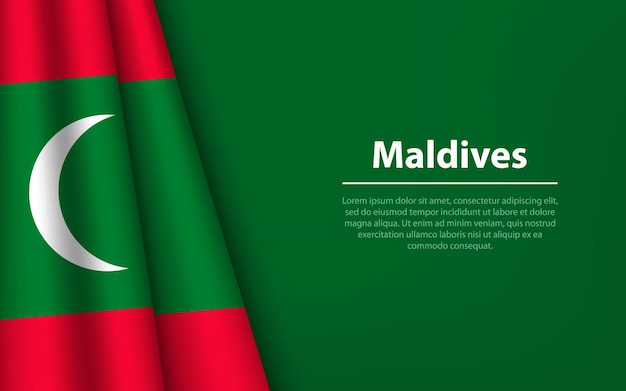 Bandeira da onda das Maldivas com fundo copyspace