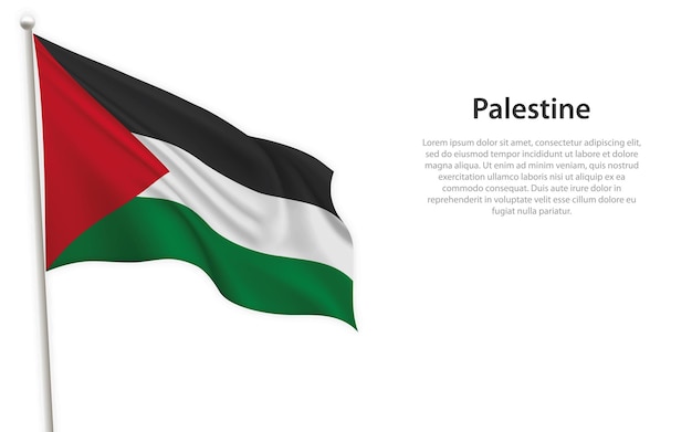 Bandeira da palestina em fundo branco modelo para design de cartaz do dia da independência
