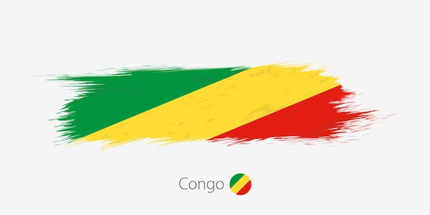 Bandeira da pincelada abstrata do grunge do Congo em fundo cinza