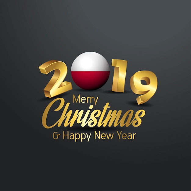 Bandeira da polónia 2019 merry christmas tipografia