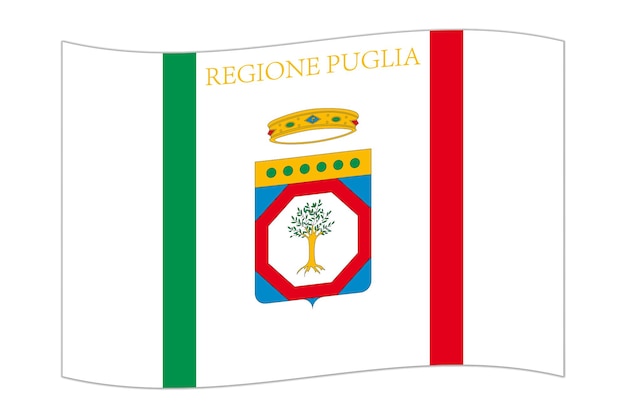 Vetor bandeira da região de apúlia, divisão administrativa da itália ilustração vetorial