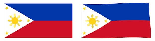 Bandeira da República das Filipinas. Versão simples e levemente ondulada.