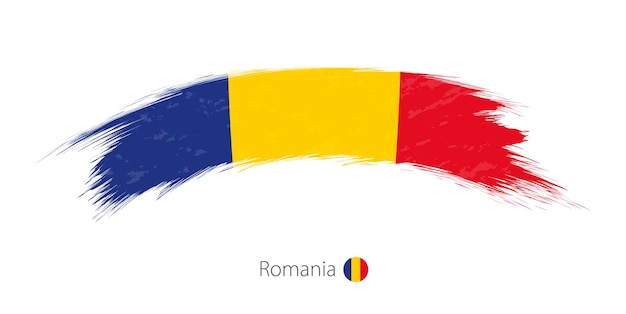 Bandeira da romênia na pincelada grunge arredondado. ilustração vetorial.