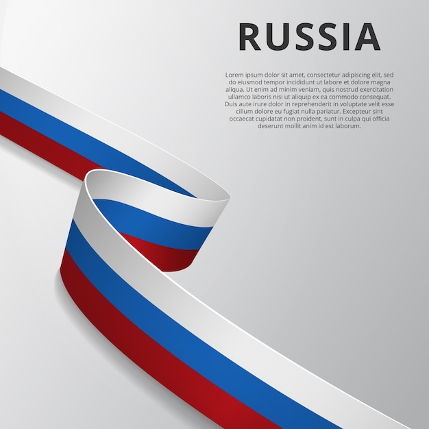 Vetor bandeira da rússia 12 de junho ilustração vetorial fita ondulada em fundo cinza dia da independência símbolo nacional eps10