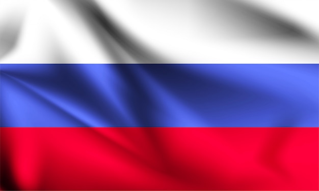 Vetor bandeira da rússia ao vento. parte de uma série. bandeira de ondulação da rússia.