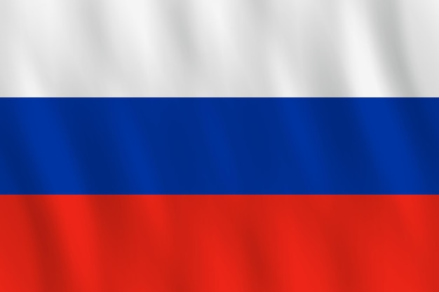 Bandeira da Rússia com efeito de ondulação, proporção oficial.