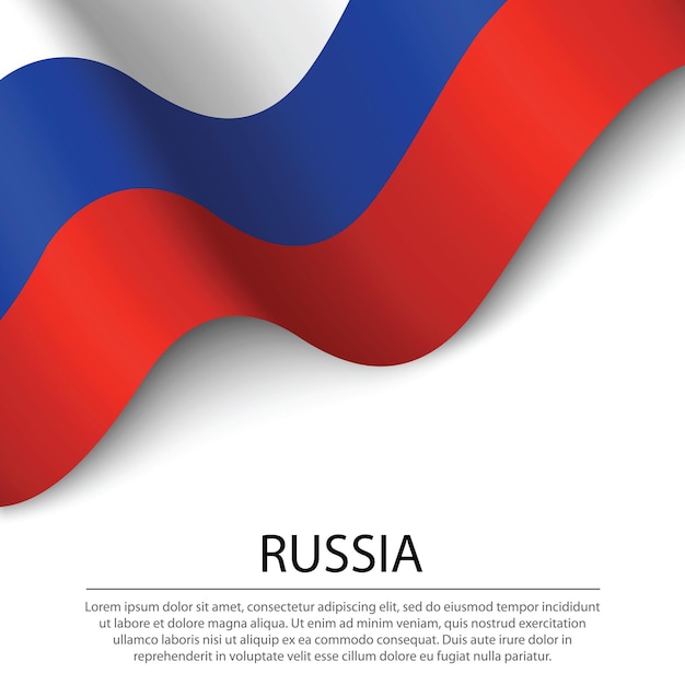 Bandeira da Rússia em fundo branco. Modelo de vetor de banner ou fita para o dia da independência