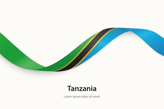 Bandeira da Tanzânia em fita agitada