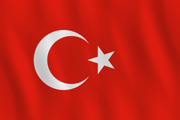 Bandeira da Turquia com efeito de ondulação, proporção oficial.