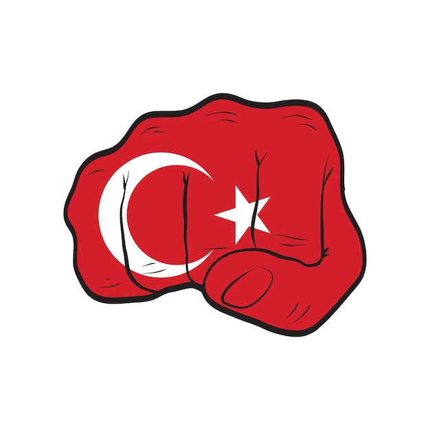 Bandeira da turquia em um conceito de protesto de força de força de punho cerrado