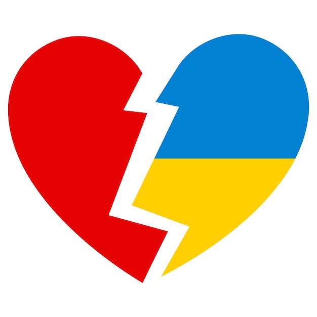 Vetor bandeira da ucrânia coração partido