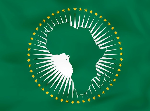 Bandeira da União Africana agitando a textura de fundo da bandeira nacional da União Africano