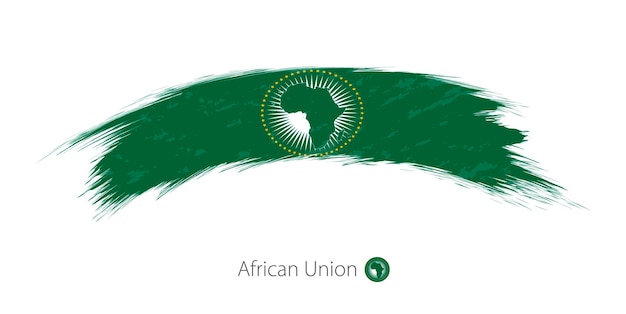 Bandeira da união africana em ilustração vetorial de pincelada grunge arredondado