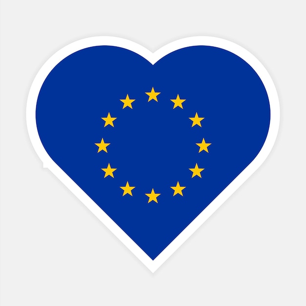 Vetor bandeira da união europeia bandeira da ue em forma de coração