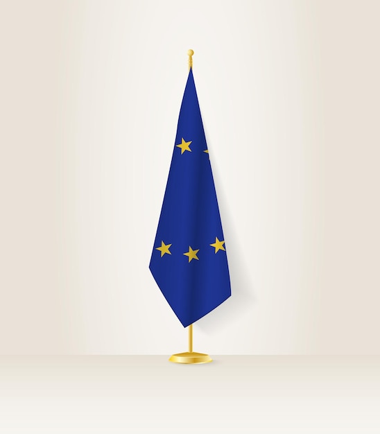 Bandeira da união europeia em um estande de bandeira