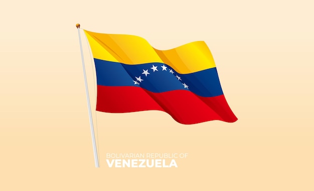 Bandeira da Venezuela acenando no mastro Vetor 3D