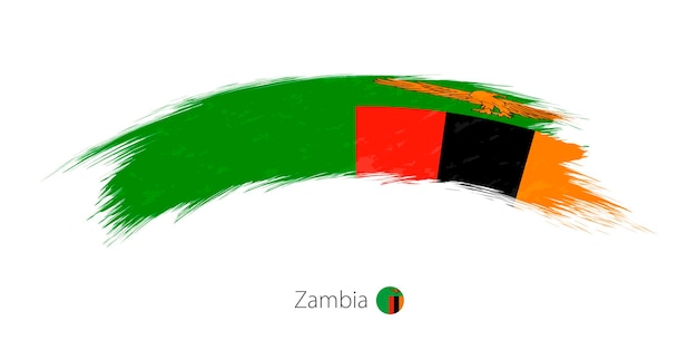 Bandeira da zâmbia na pincelada grunge arredondado. ilustração vetorial.