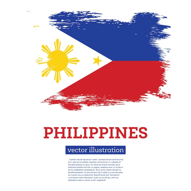 Bandeira das Filipinas com pinceladas dia da independência