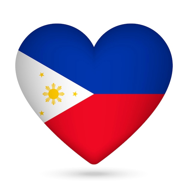 Bandeira das Filipinas em ilustração vetorial de forma de coração
