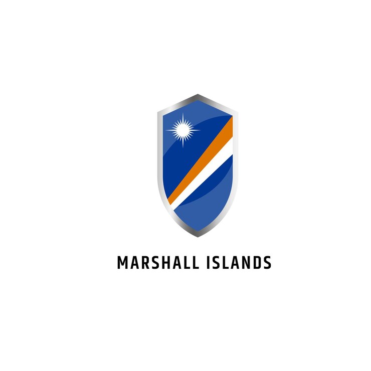 Vetor bandeira das ilhas marshall com ilustração vetorial plana de ícone de forma de escudo