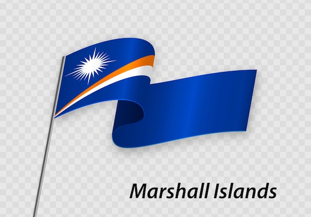 Bandeira das ilhas marshall no mastro da bandeira modelo para o dia da independência