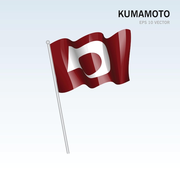 Bandeira das prefeituras de kumamoto, no japão, isolada em fundo cinza