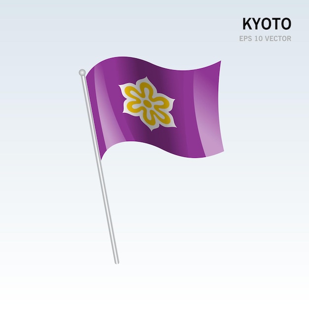 Bandeira das prefeituras de kyoto, no japão, isolada em fundo cinza