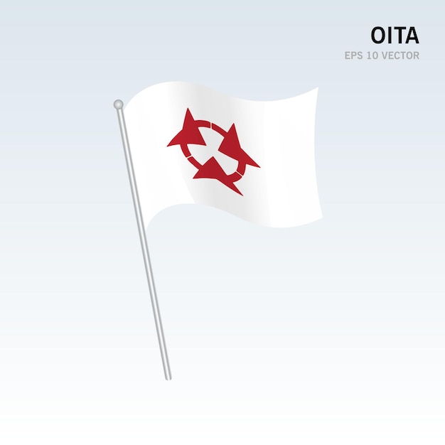 Bandeira das prefeituras de oita, no japão, isolada em fundo cinza