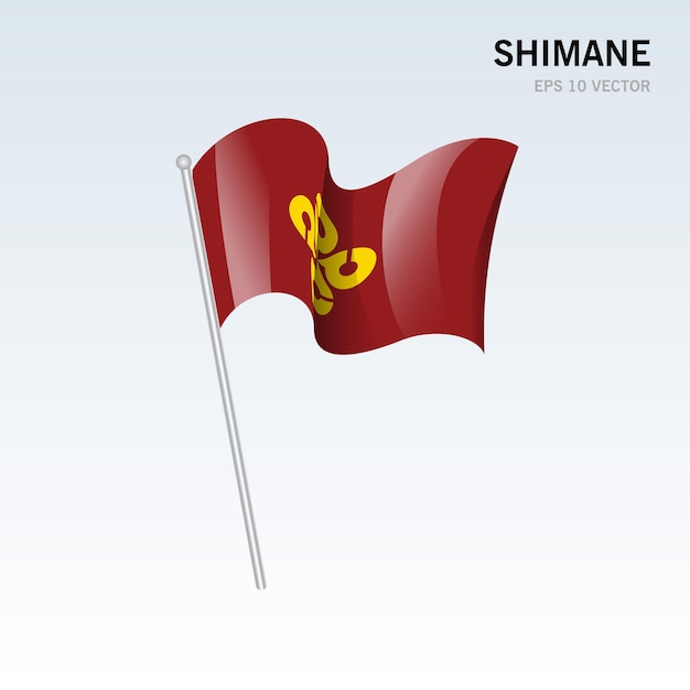 Bandeira das prefeituras de shimane, no japão, isolada em fundo cinza