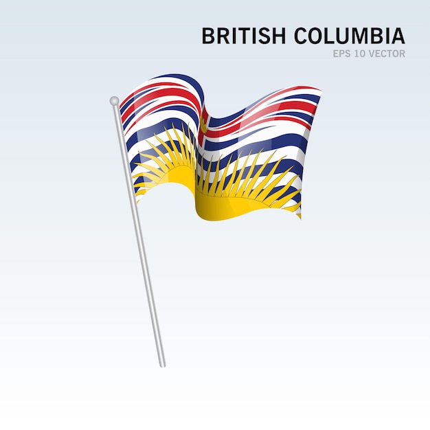 Bandeira das províncias da colúmbia britânica do canadá isoladas em fundo cinza