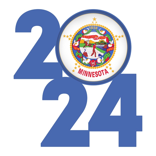 Vetor bandeira de 2024 com a bandeira do estado de minnesota dentro da ilustração vetorial