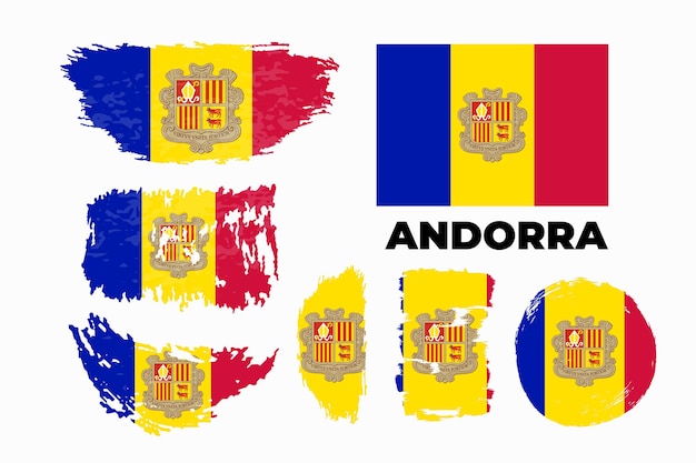 Bandeira de Andorra na ilustração de vetor de pincelada grunge