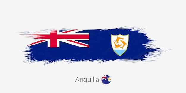 Bandeira de anguilla grunge pincelada abstrata em fundo cinza