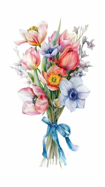 Bandeira de aquarela vetorial com belas flores emolduradas