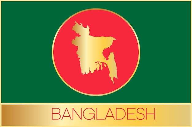 Bandeira de bangladesh com visual dourado