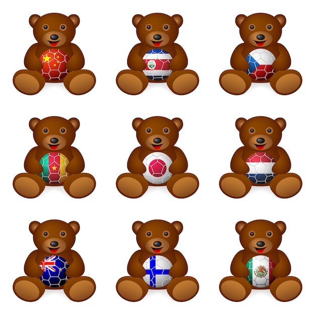 Vetor bandeira de bola de futebol de urso