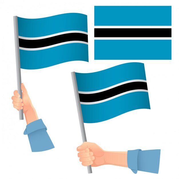 Bandeira de botswana na mão definida