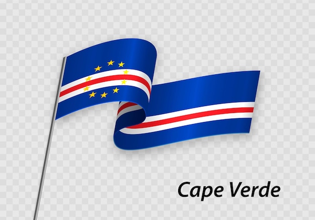 Bandeira de cabo verde no mastro da bandeira modelo para o dia da independência